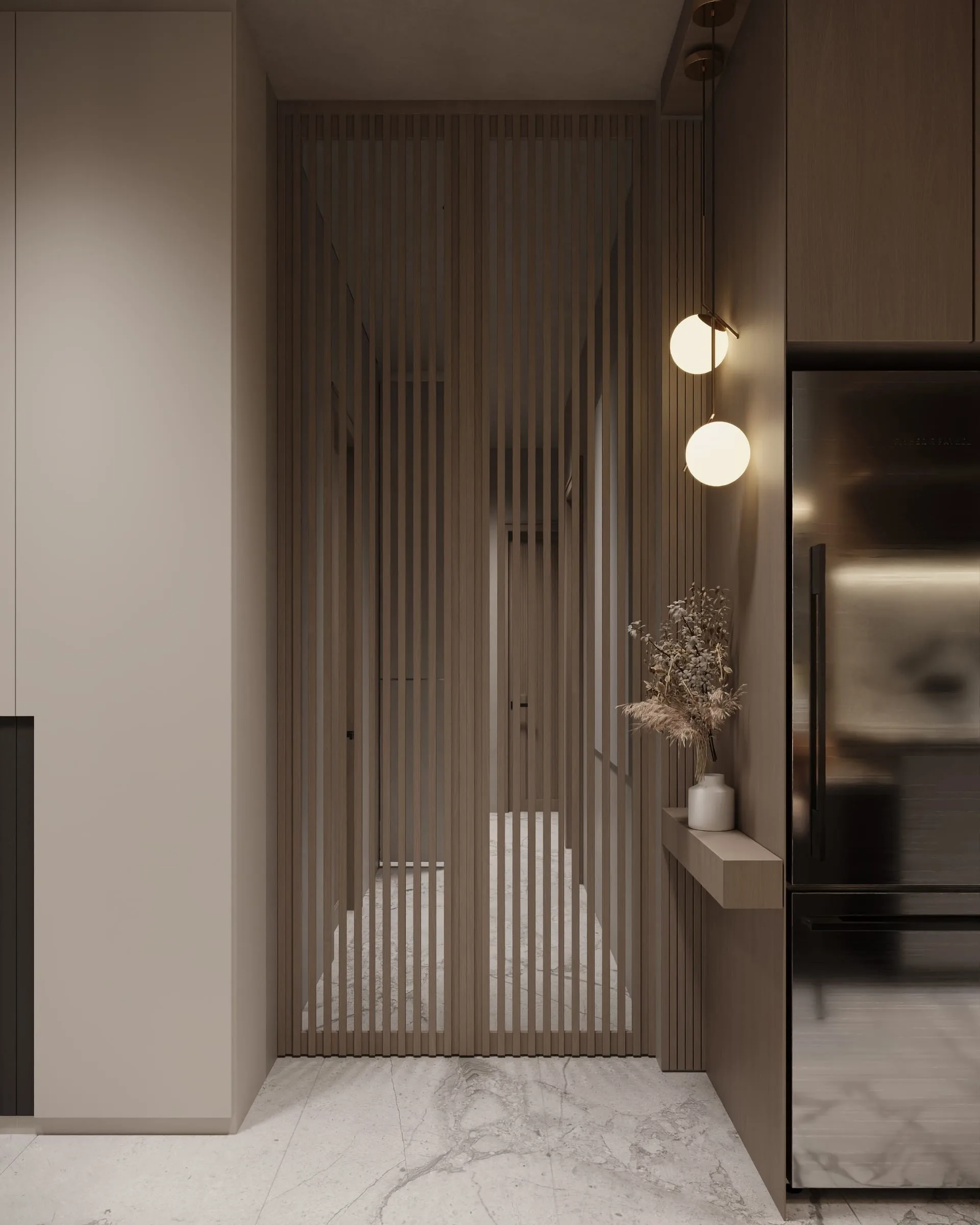 Curated interior arrangement of furniture and materials mid-way through the design phase